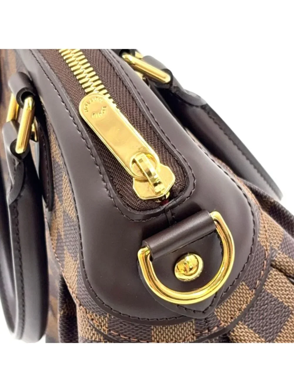 Louis Vuitton Trevi PM Damier Ebene Leather Brown Handbag Gold